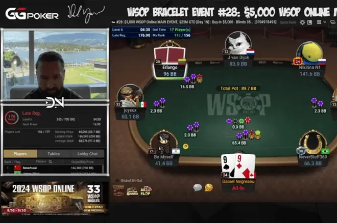 Daniel Negreanu jogando a WSOP Online