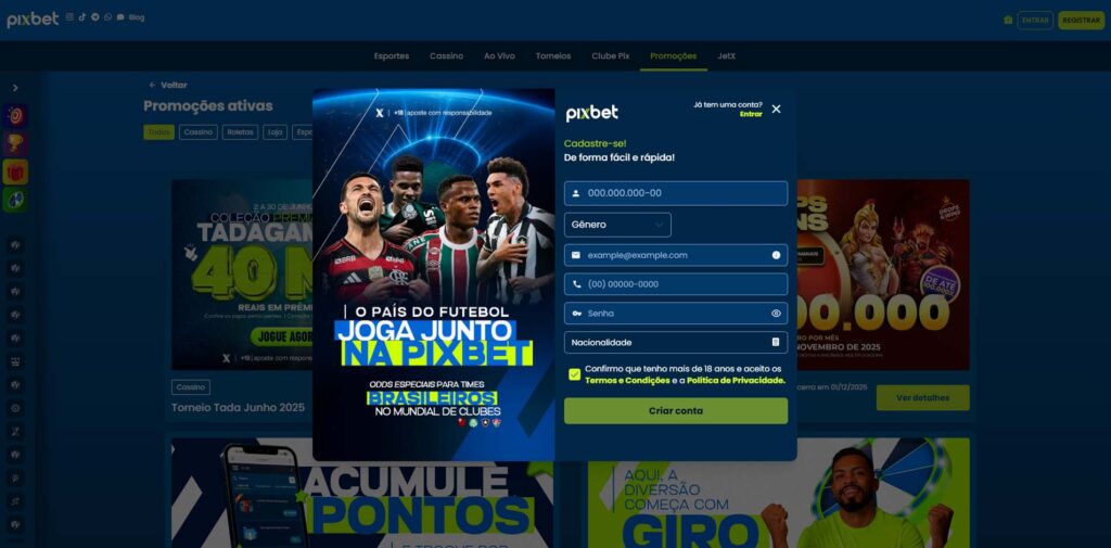 Pix Bet Casino registrar