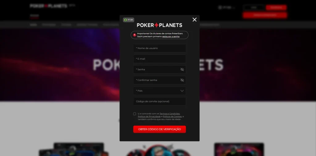 PokerPlanets Inscreva-se