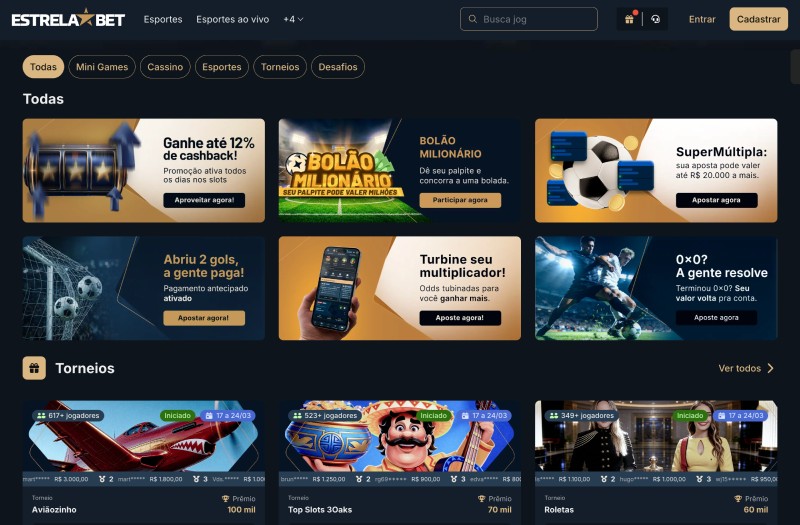 Página de bónus da Estrelabet