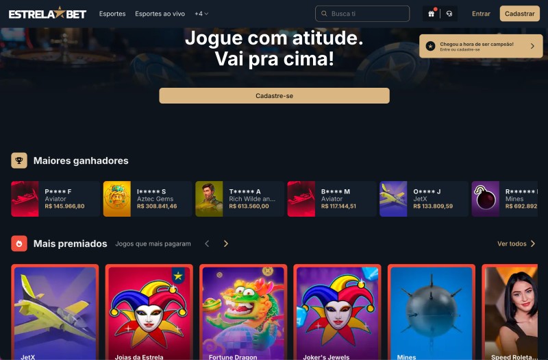 Página principal da Estrelabet