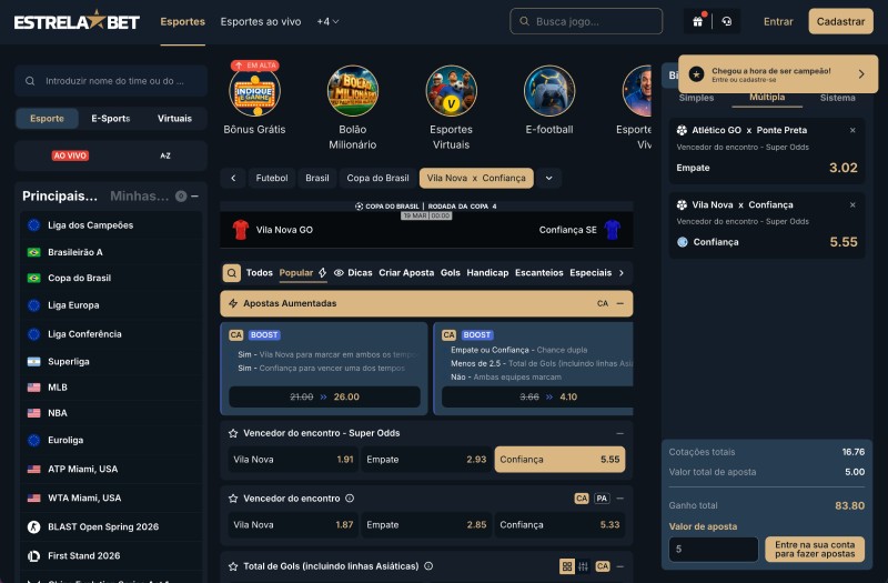 página de apostas desportivas da Estrelabet