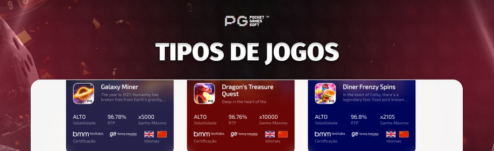 Tipos de jogos da PG Soft